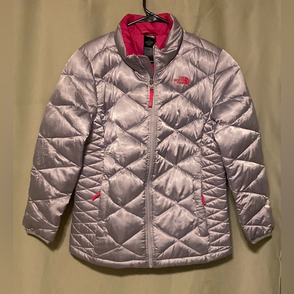 The North Face ATDF Aconcagua Silver 550 Down Puffer Jacket Girls  size XL 18